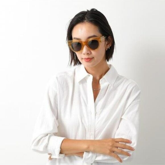 SALE! NEW Celine CL40008I 39N Unisex Yellow Green Rounded Cat Eye Sunglasses main image 10